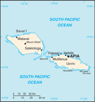 Regional map of Samoa (Western Samoa)