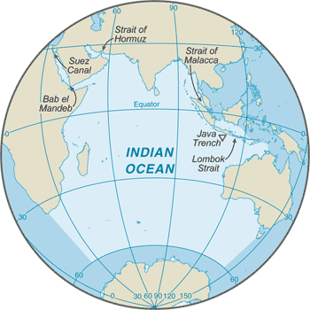 Regional map of Indian Ocean