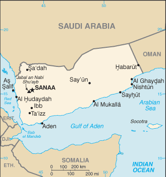 Regional map of Yemen (Republic of Yemen)