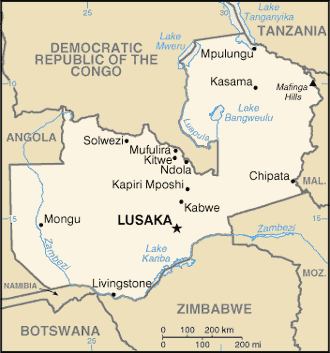Regional map of Zambia
