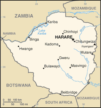 Regional map of Zimbabwe