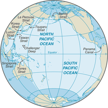 Regional map of Pacific Ocean